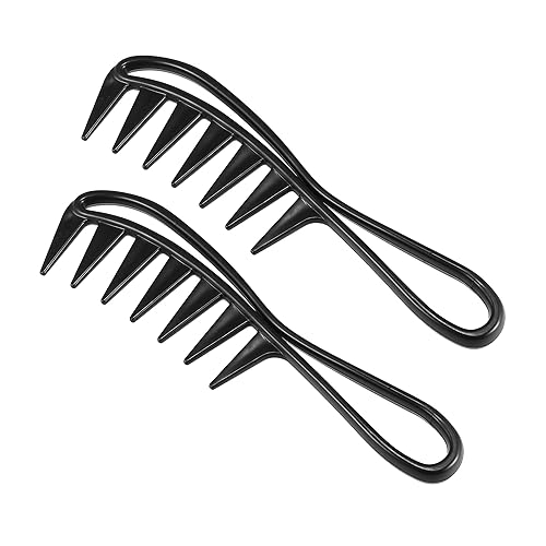 VOCOSTE Peine de dientes anchos afro, 2 piezas, peine de horquilla grande, herramienta de peluquería para cabello rizado para hombres y mujeres,