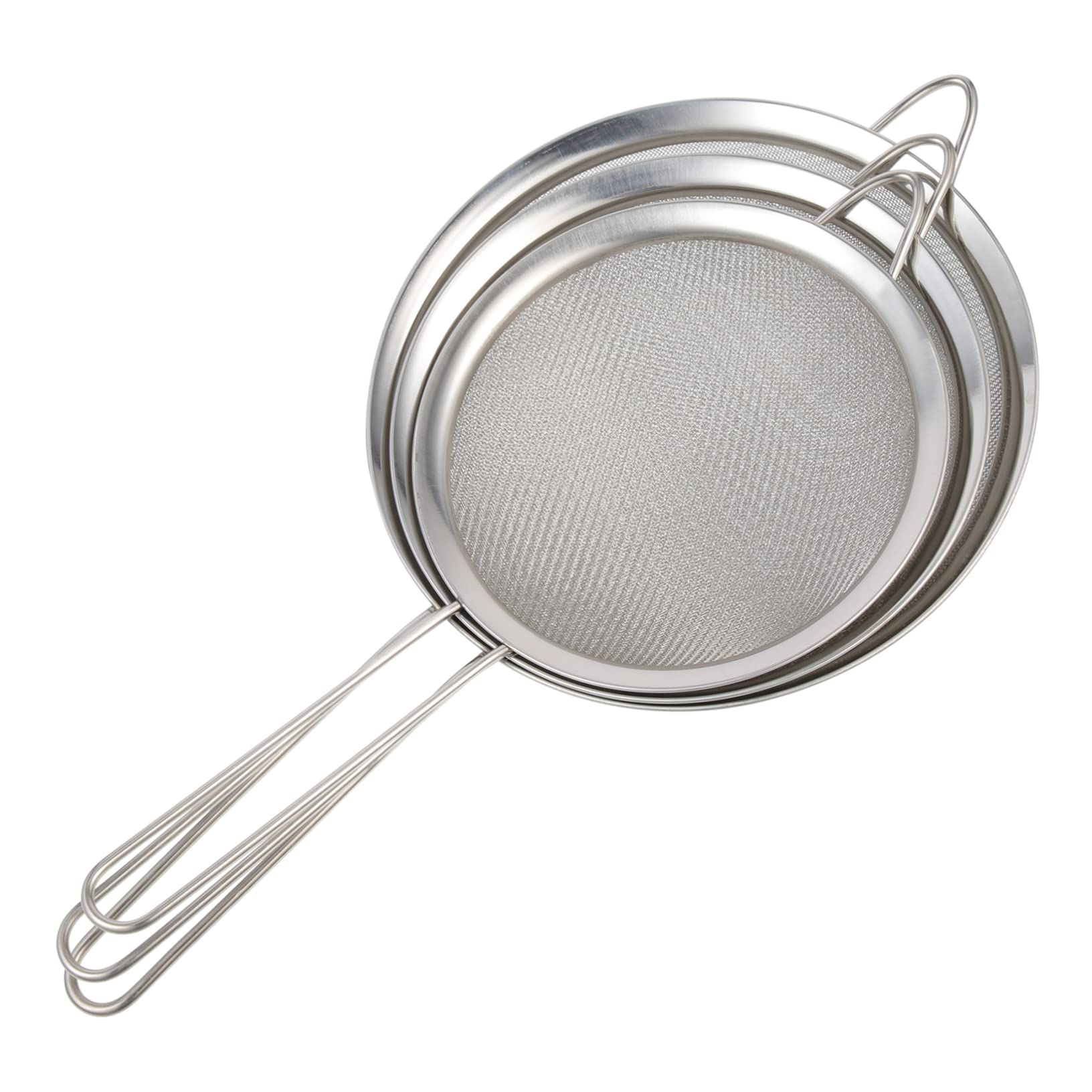 ABOOFAN 3pcs Stainless Steel Mesh Strainer Hollow Handle Sieve for Flour Powdered Sugar Cocoa Baking Ingredients Easy to Clean Kitchen Colander