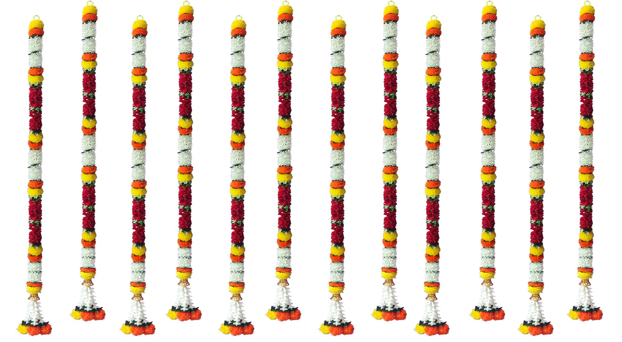 Artificial Flower Garlands - White Jasmine & Orange -10 Artificial Flower Garlands - White Jasmine & Orange -10