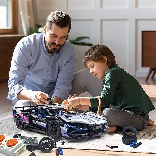 Miniatura 7 de Remote Control Car Building Set, 114 Technical Sports Race Car Building Kit, with Motors and Rechargeable Battery, Toys for Adults & Boys Age 12+