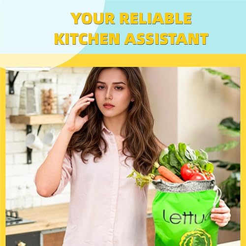 Miniatura 7 de Bolsas reutilizables para refrigerador, almacenamiento fresco forrado de aluminio para plátanos, lechuga y tomates + 5 películas de mantenimiento