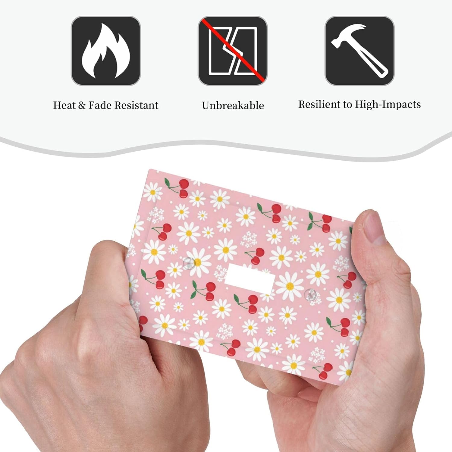 Light Switch Cover Plate White Daisy Red Cherry Pink 1 Gang Single Toggle Decorative Switch Plates Wall Plates Electrical Faceplate for Bathroom Bedroom Decor