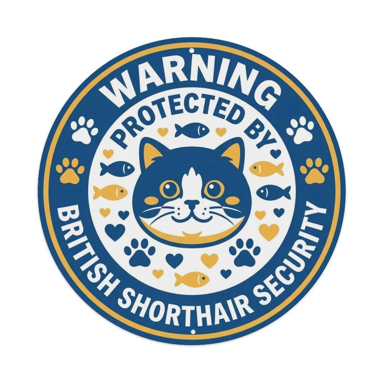 British Shorthair Security Warning Cute Symbols Metal Tin Sign