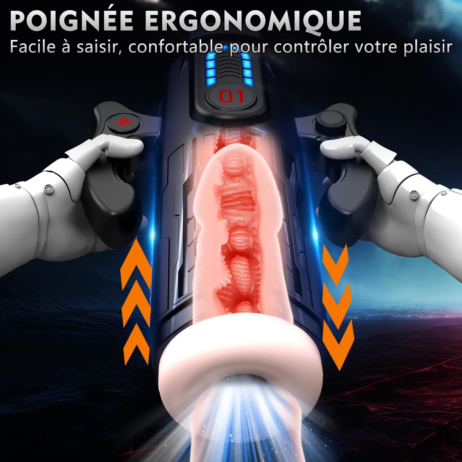 Masturbâteur Homme Mains Libres Sex Toys - Masturbateurs Masculins Automatique avec Vaginette Ultra Réaliste Sex Toýs Homme Vibromasseur Masturbeuse Masculin Succion Va et Vient avec 6 Cock Rings