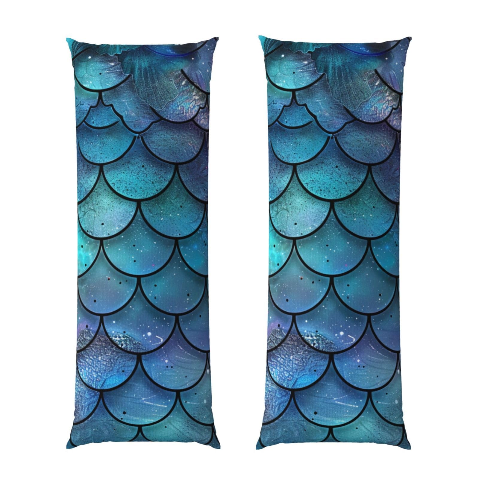 Body Pillow Cover 20x54 Inch, Mermaid Teal Fish Scale Print Long Lumbar Pillow Case with Zipper Long Body Pillowcase Decorative for Bed Sofa Bedroom