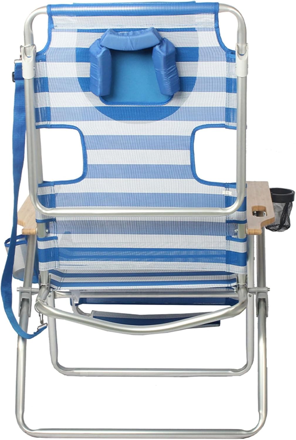 Ostrich Altitude 3N1 Lightweight Lawn Beach Reclining Lounge Chair w/Footrest, Outdoor Furniture for Patio, Balcony, Backyard, or Porch, Blue Stripe