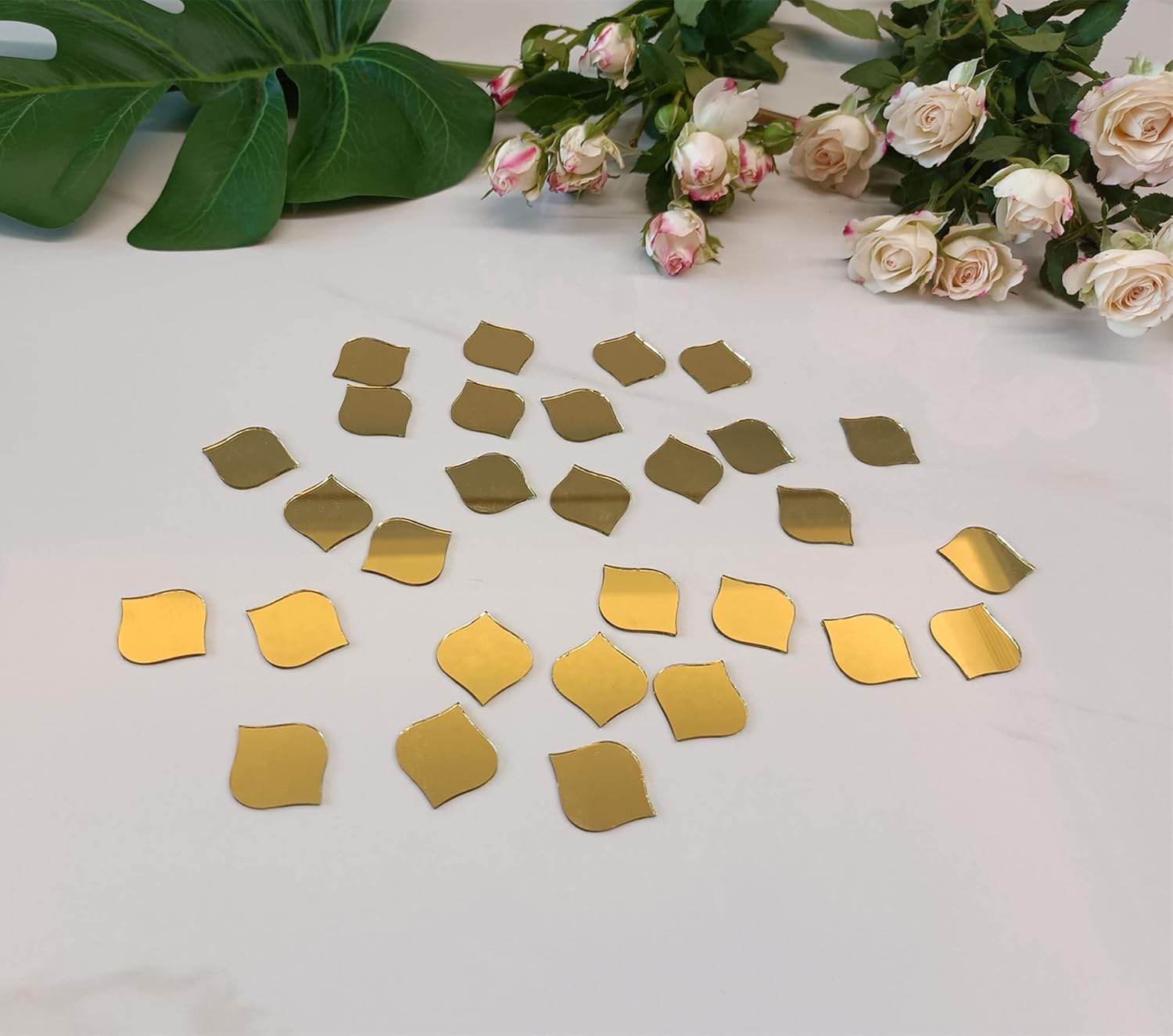 Set of 100 Arabesque Glass Mirror Mosaic,Mosaic Supplies,Craft Supplies,Mosaic Part Real Glass Mirrors (Gold Mirror)