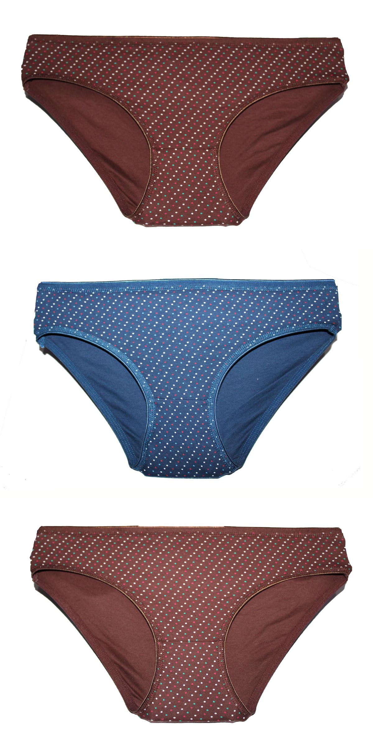 Women's Cotton Printed Bikini Panty Set, Pack of 3, Maroon and Navy Blue-image-7