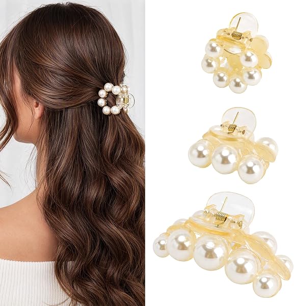 TLDBATICE pinzas de pelo con perlas, 3 piezas – Imagen 1