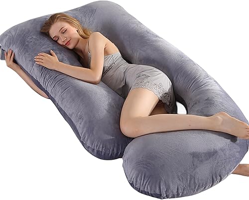 ALLOPERA Almohadas de embarazo de cuerpo completo en forma de U, almohada de maternidad para apoyo para dormir para piernas, espalda, cuello,