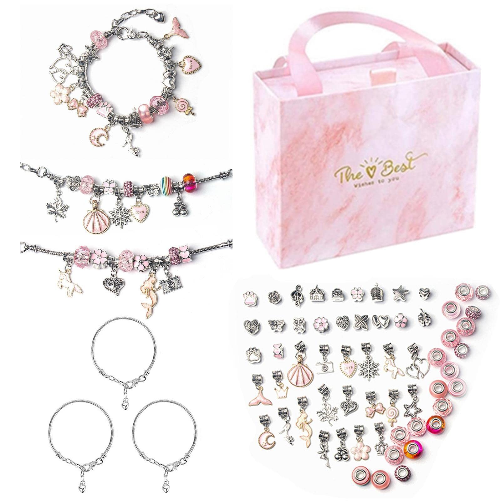 LAFANDE Charm Bracelet Making Kit | Jewelry Making Supplies, Bracelet Making Kit for Girls, Mermaid Uni Corn for Teen Girls, Crafts for Kids Ages 5 6 7 8 9 10-12