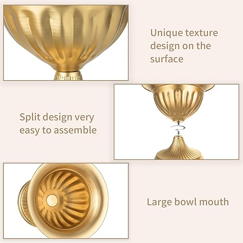 Miniatura 5 de Sziqiqi Jarrones de urna de metal dorado 8.6 pulgadas, 2 piezas de flores para centros de mesa de bodas, arreglos para florero de compota de flores