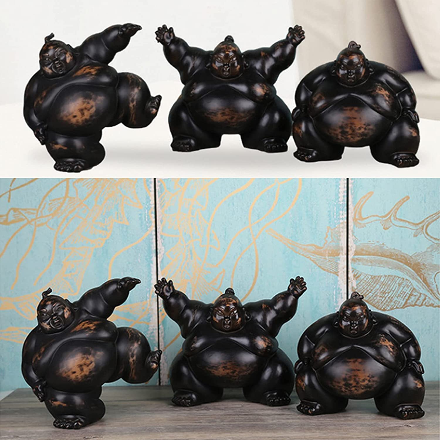 Japońskie Sumo Wrestler Sculptures Vintage Art Statue Home Dekoracja Figurki Kolekcjonerskie Badanie Office Ornaments 30 * 17 * 25cm