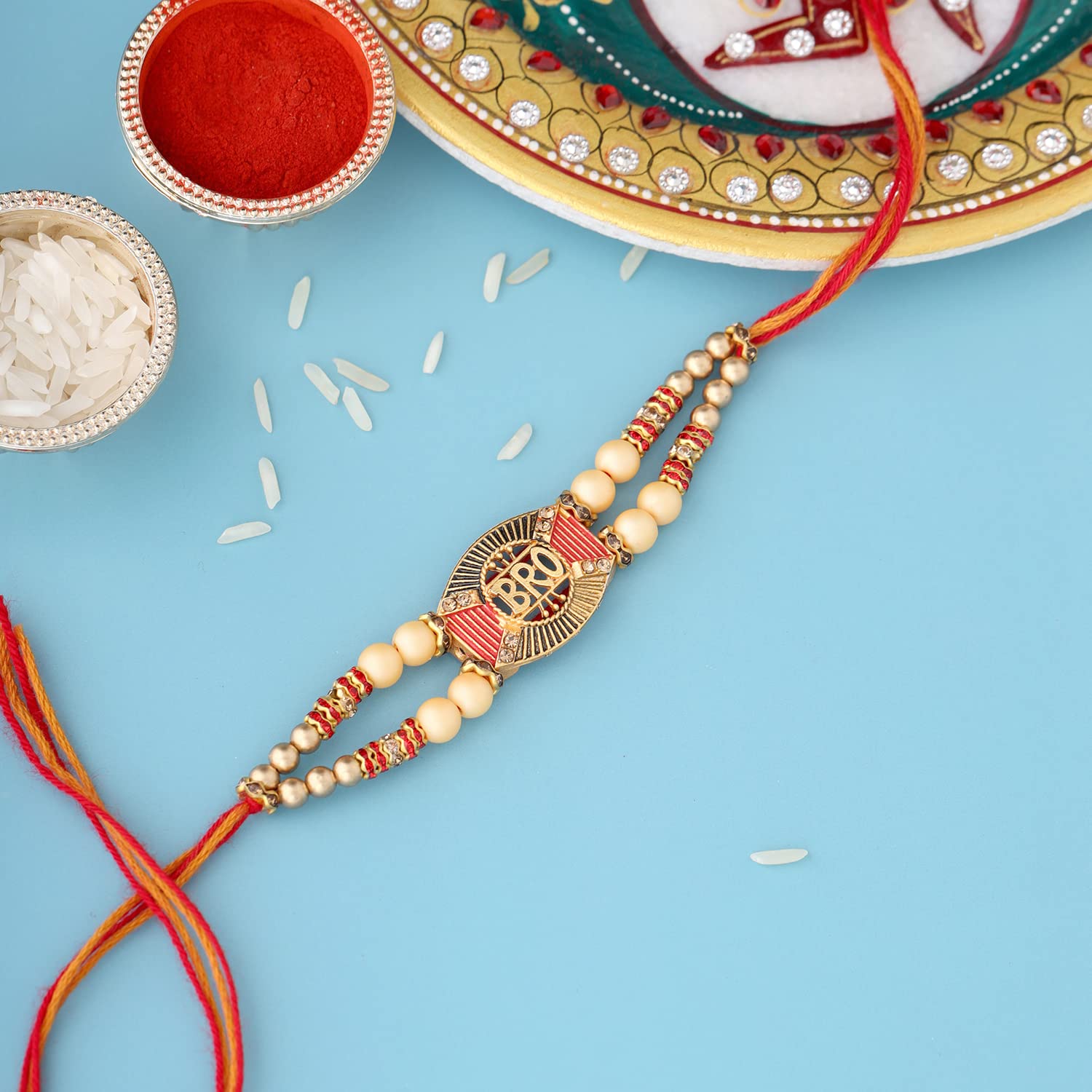 Enameled BRO Rakhi with Roli Chaawal