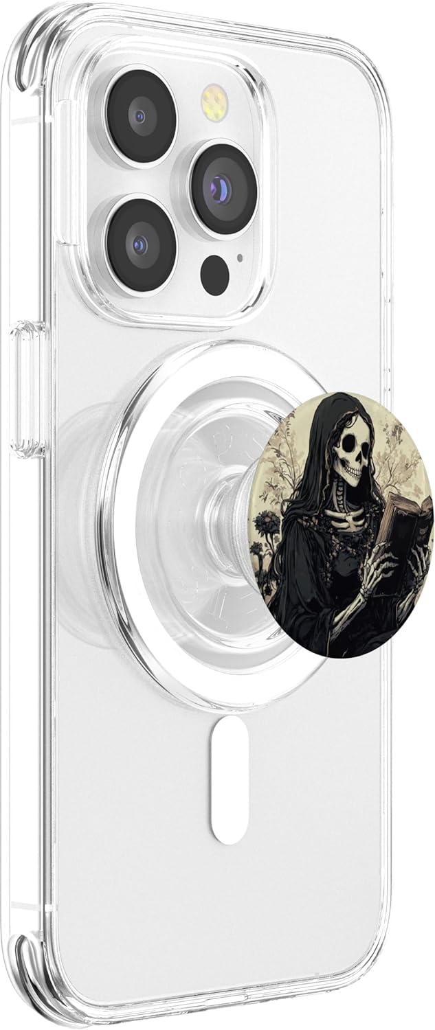 Book Lover Skeleton Bones Bookworm Reading Skull Librarian PopSockets PopGrip for MagSafe
