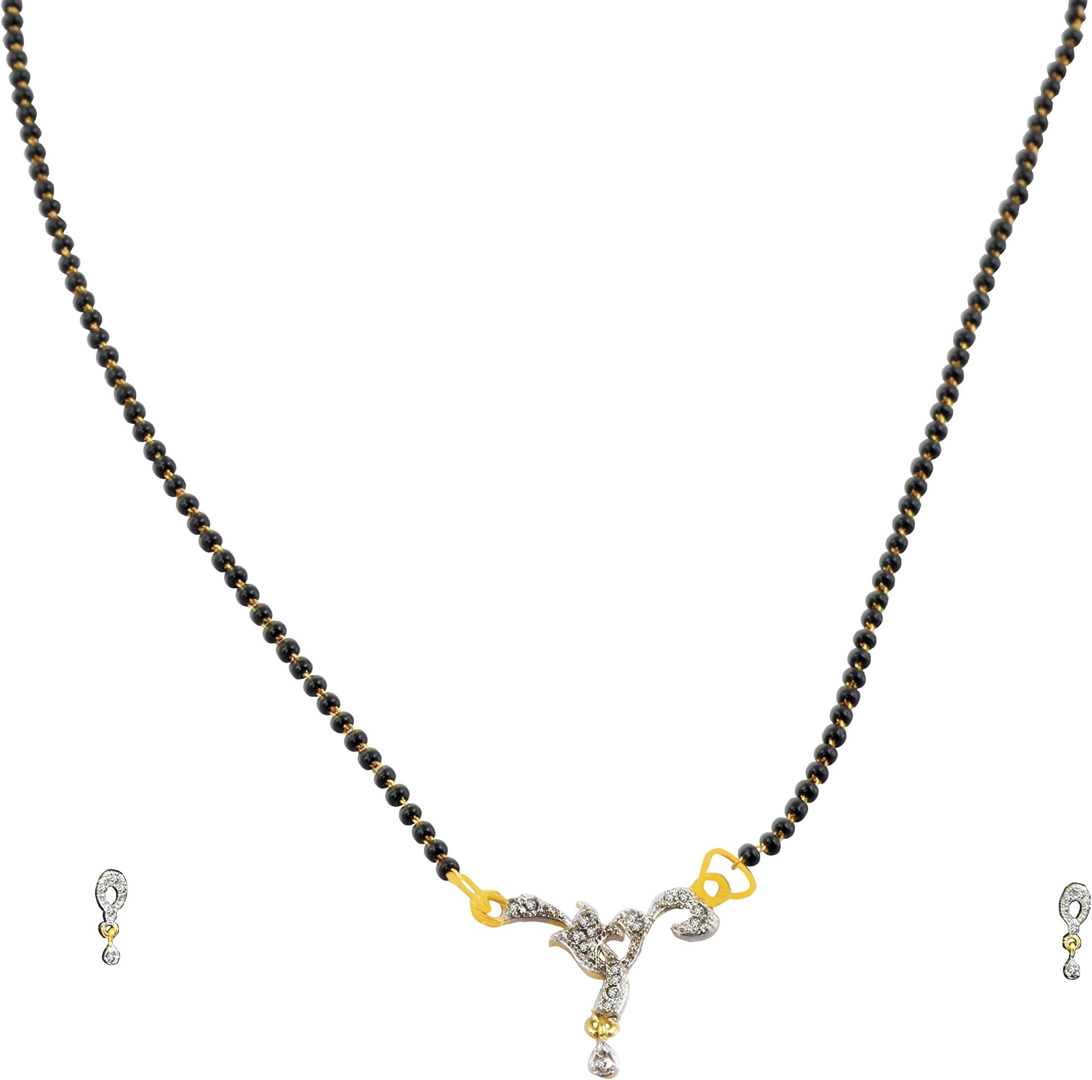 AAKSHI "Mangal Sutra Mangalsutra Indian Gold Chain Set"American Diamond 3-PC Jewellery Set