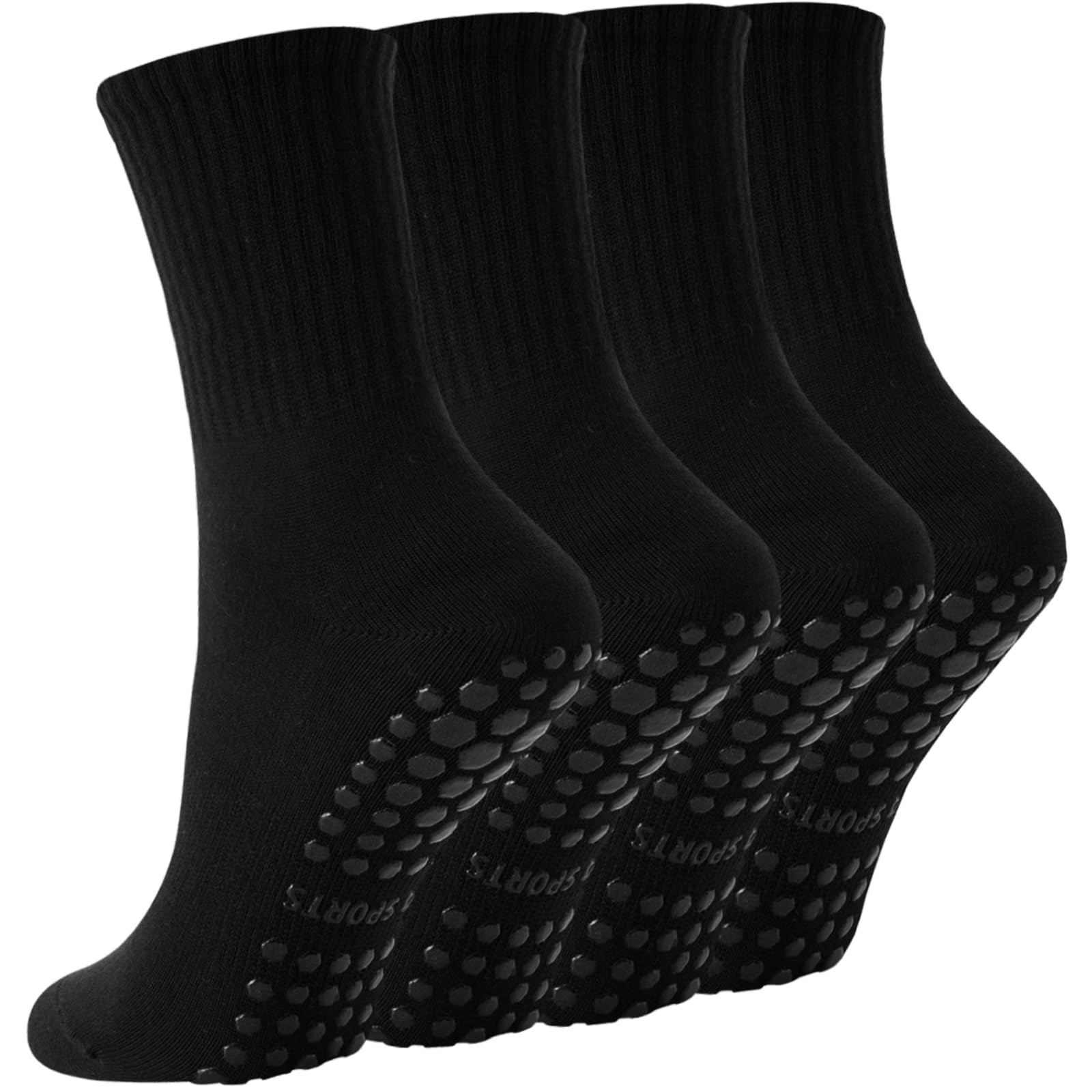 Yikki 4 Paar Pilates Socken Damen, Reformer-Yoga Socken | Rutschfeste weiche für Tanz, Fitness, Fitnessstudio, Ballett, Trampolin, Heim- und Krankenhaus, Einheitsgröße, 35-42