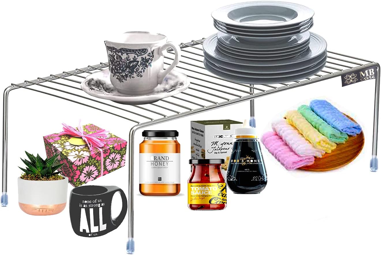 Stainless Steel Utensils Dish Rack, Multipurpose Rustproof Shelf, Storage Shelves, Stand for Home & Kitchen Cabinet, Cupboard & Pantry (LWH-25x18x11 cm)