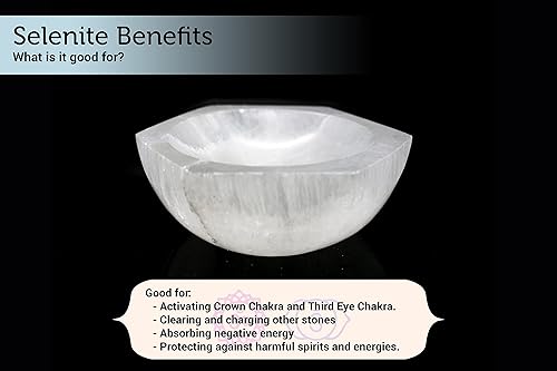Miniatura 5 de Soul Sticks Cuencos de cristal de selenita para manchas, curación y recarga de cristales  Tazón de selenita pura para manchas y estación de carga de