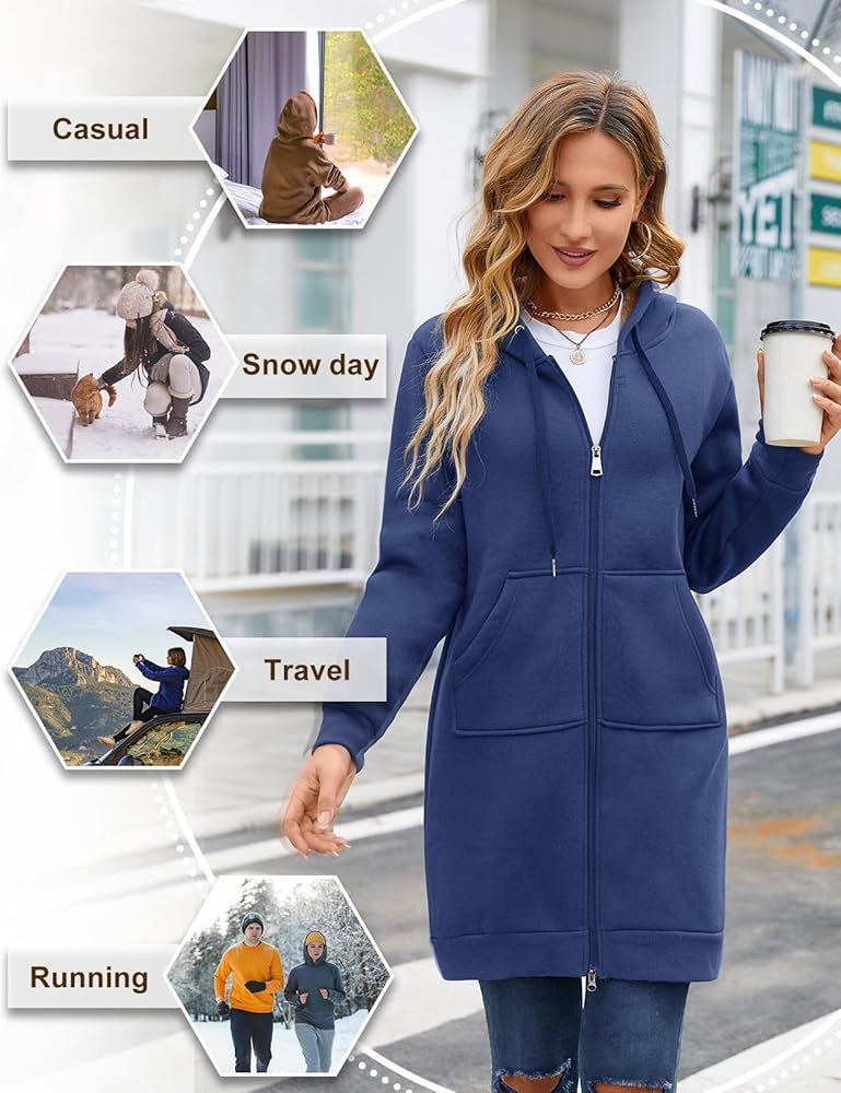 Felpa Con Cappuccio Donna - Pullover Autunno Con Tasca E Foro Per Pollice, Poliestere E Elastan