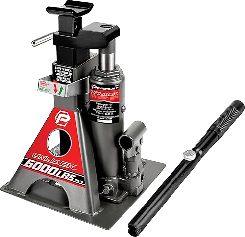 Miniatura 6 de Powerbuilt 3 Ton, Bottle Jack and Jack Stands in One, 6000 Pound Capacity, All-in-One Car Lift, Heavy Duty Vehicle Unijack, Wide Base, 620471