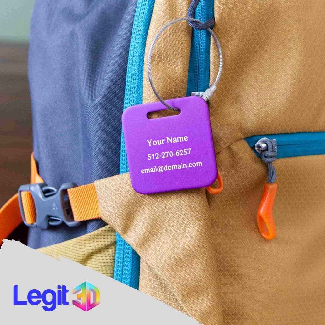 Custom Metal Luggage Tags (3 or 6 Pack) - Personalized Unique Suitcase & Backpack Travel, Durable, Waterproof & Heavy Duty (Red)