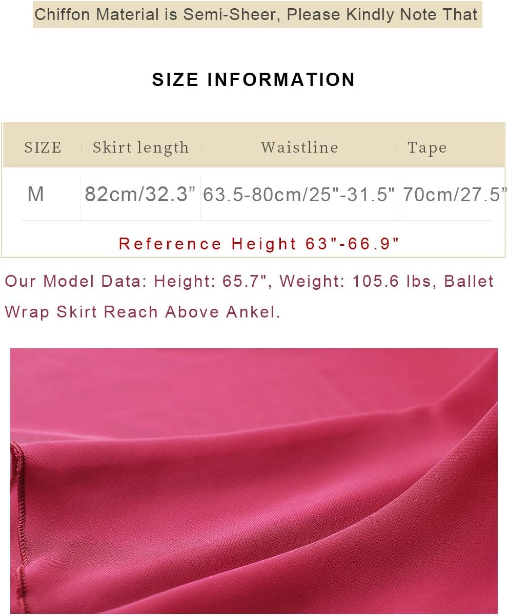 Daydance Women's Ballet Skirts Long Sheer Dance Skirts Black with Tie Waist - Image 6