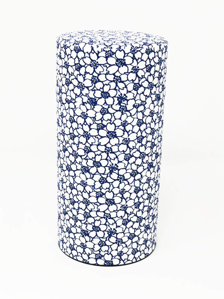 Kitsusako Kyoto Yuzen Paper Tea Canister Cherry Blossom White 7.1oz Japan