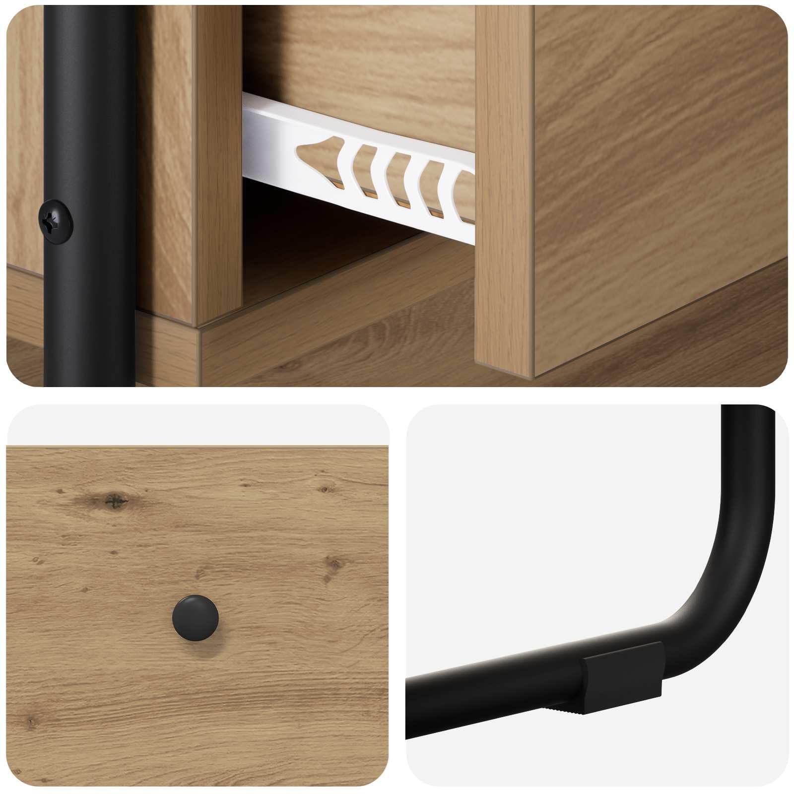 Tavolo consolle in rovere Artisan, 80 x 40 x 75 cm, in legno | Telaio in acciaio zincato, piedini in gomma, 2 ripiani, facile da montare per corridoio o soggiorno