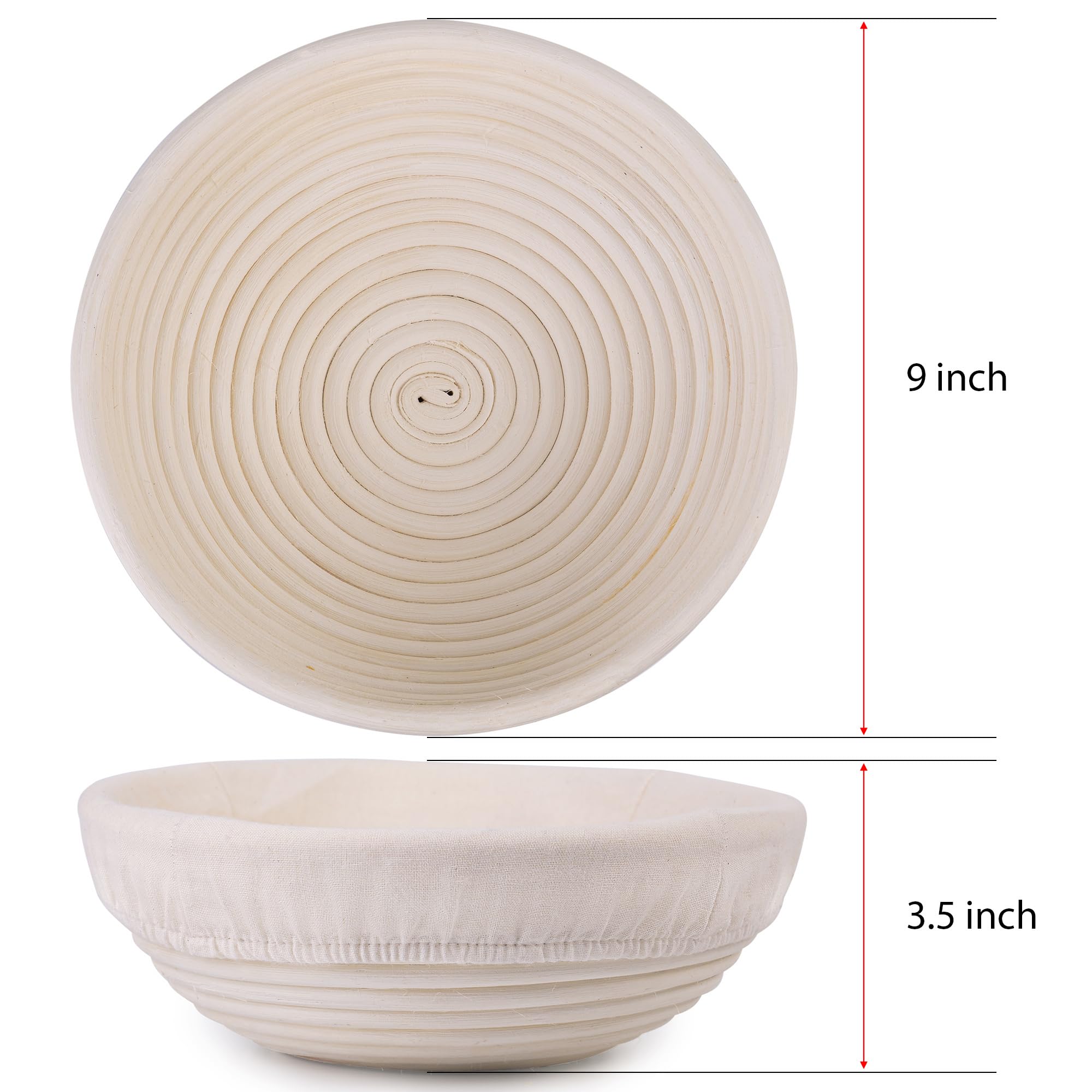 Juego de 3 cestas a prueba de pan, cuencos redondos para masa, perfectas para hornear pan de masa madre profesional y casero (redondas)