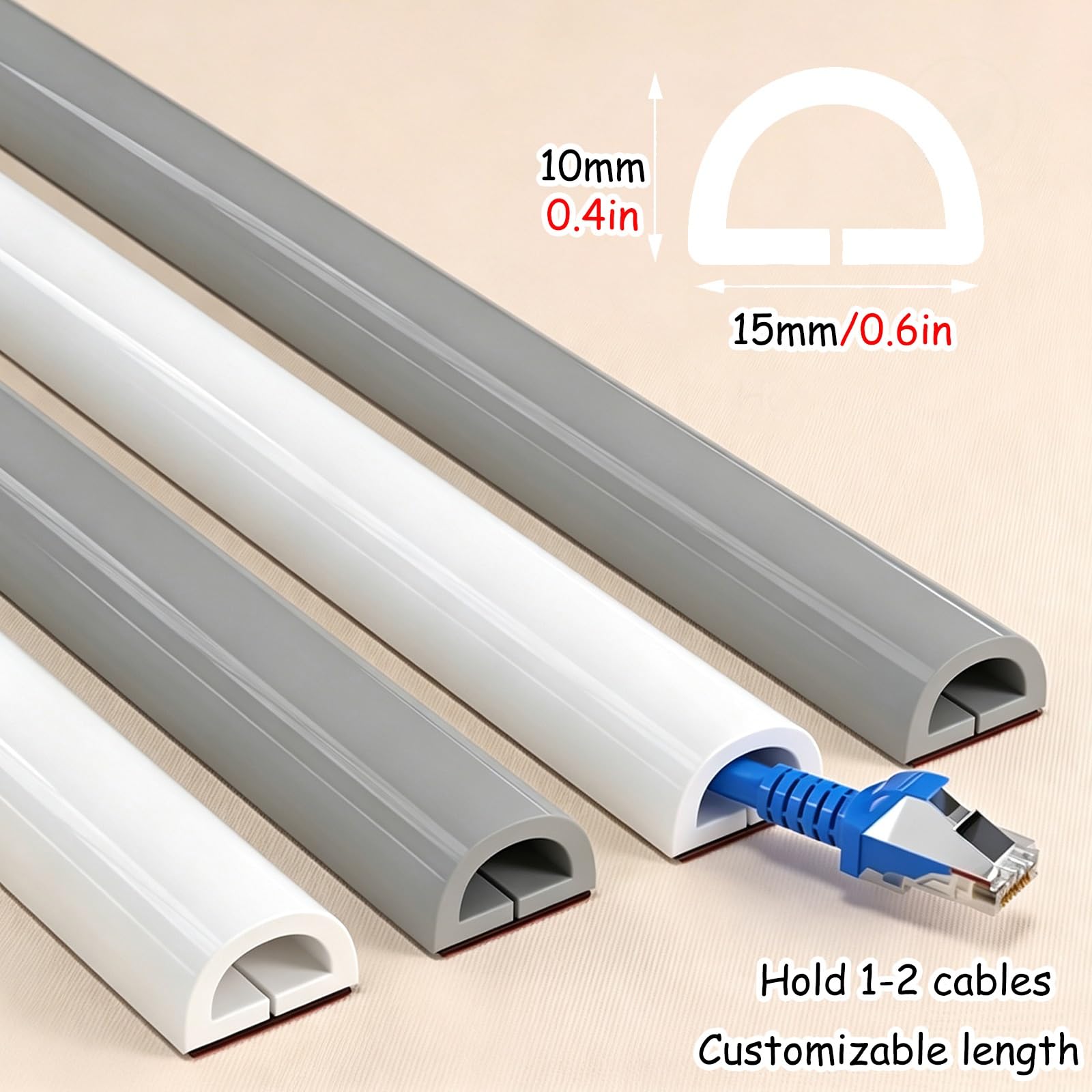Canaleta Cable Cubiertas De Cables Para Pared, Se Adaptan A 1-2 Cables