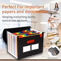 Vista 6 de CLOUDIA 24 Pockets Expanding File Folder, Accordian File Organizer, Expanding File Folder Expandable Cover, Portable Filing Box, Desktop Accordion