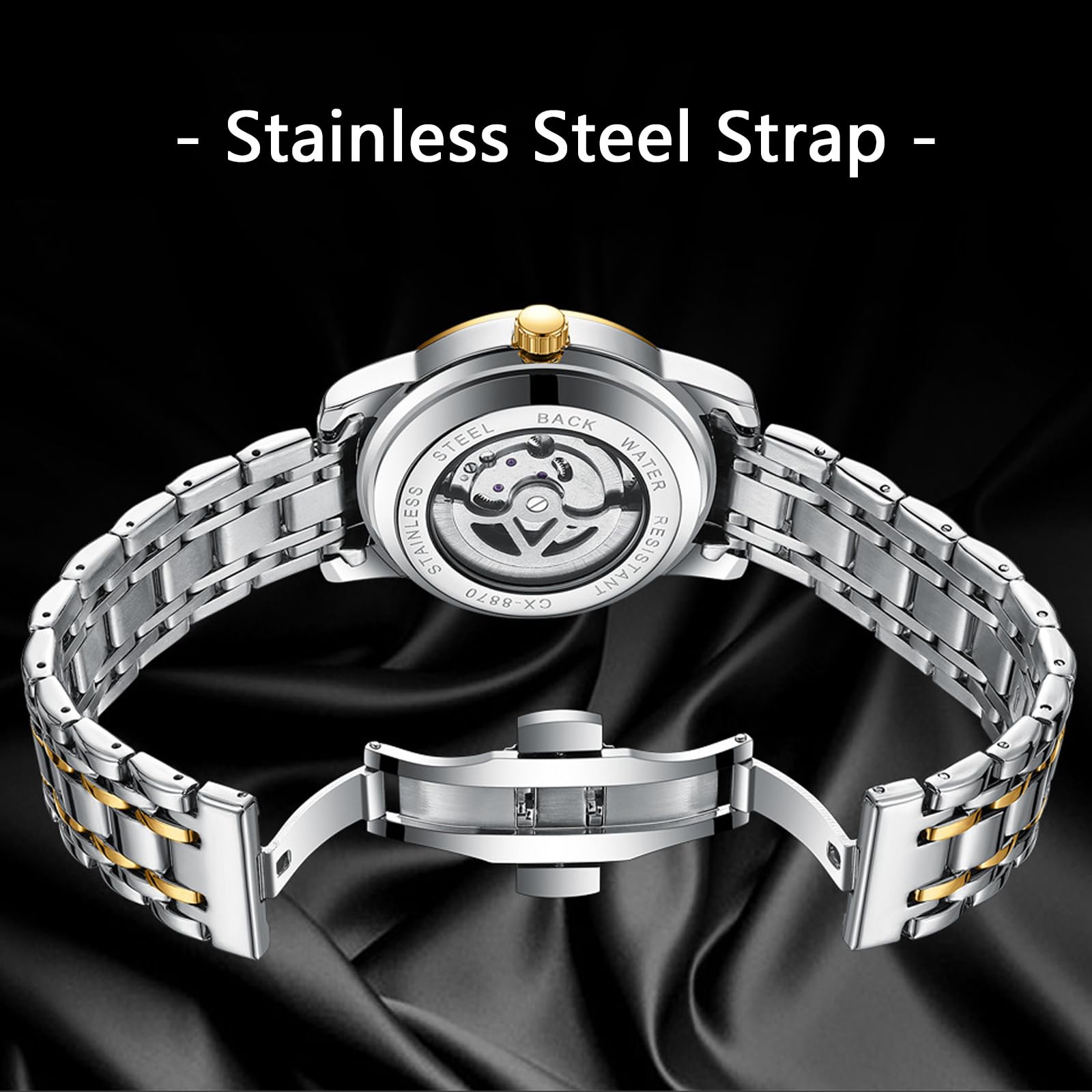 FORSINING Männer Mechanische Uhr Tourbillon Moon Phase Mode Armbanduhr Automatische Herrenuhren Edelstahl Wasserdicht Geschäft
