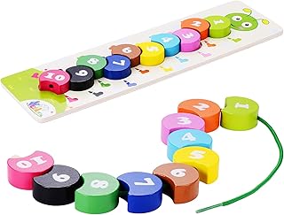 Beestech Wooden Lacing Toy, Montessori Toys for Toddlers, 2, 3 Year Olds, Wooden Puzzles, Preschool Activities, Fine Motor Skills Early Educational Toys for 2, 3 Year Old Toddlers, Boys, Girls