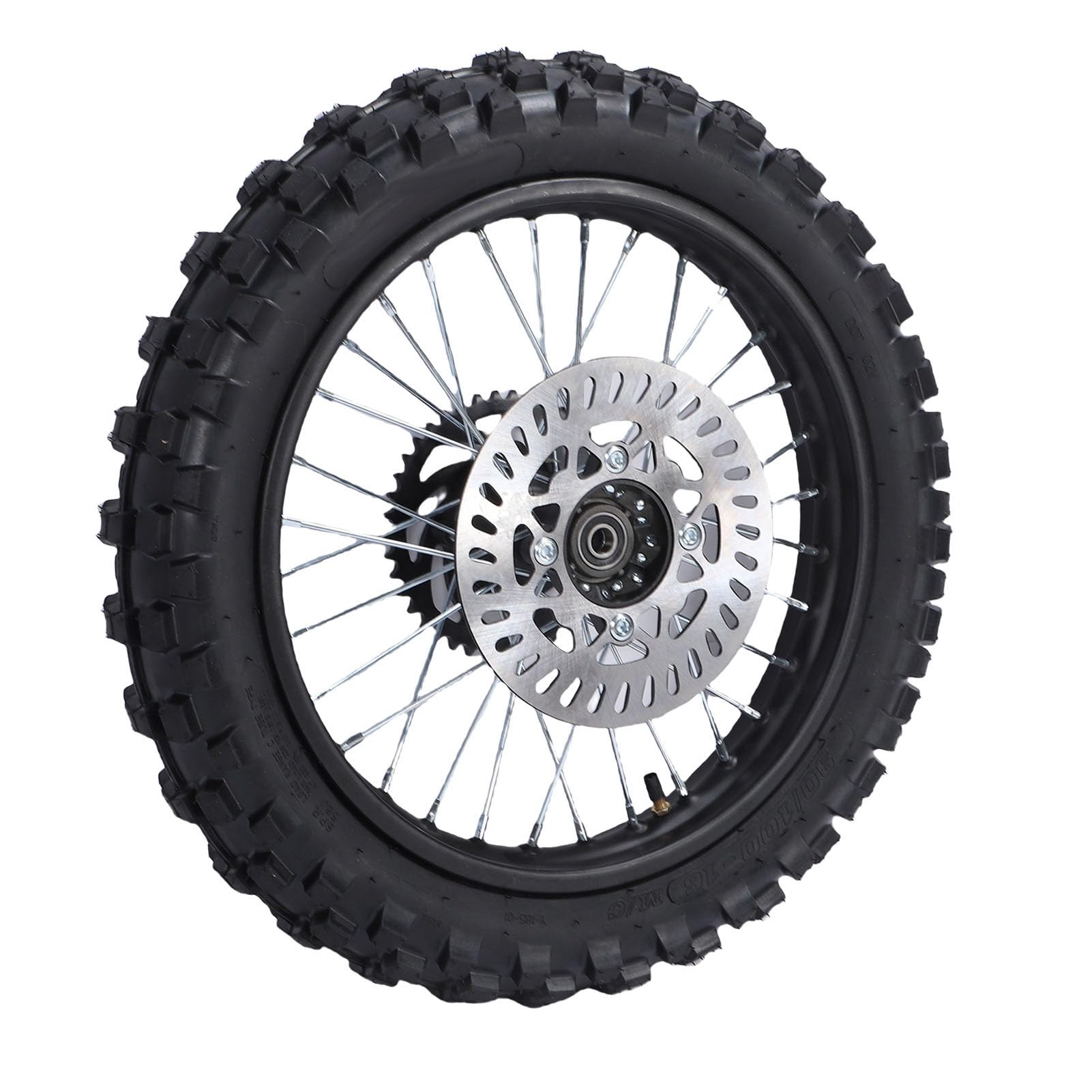 Tbest Neumático de Rueda Trasera para Bicicleta de Cross, Conjunto de Llanta de Piñón de 16 Pulgadas, 90/100, Eje de 15mm, 420, 41T, para Bicicletas Todoterreno Thumpstar SUNL