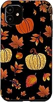 Vista 8 de Fall Leaves and Pumpkins Pattern Halloween Autumn Case for iPhone 17