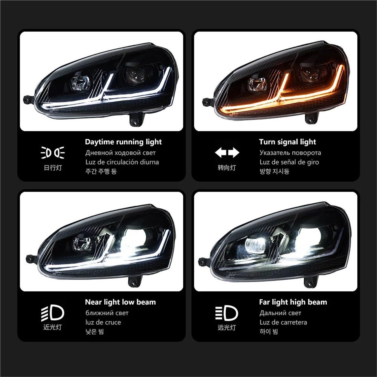Faro Proiettore Anteriore Per Vw Per Sagitar Per Golf 5 2006-2011 Fari Anteriori A LED DRL Indicatori Di Direzione Abbaglianti Angel Eye Lente Proiettore