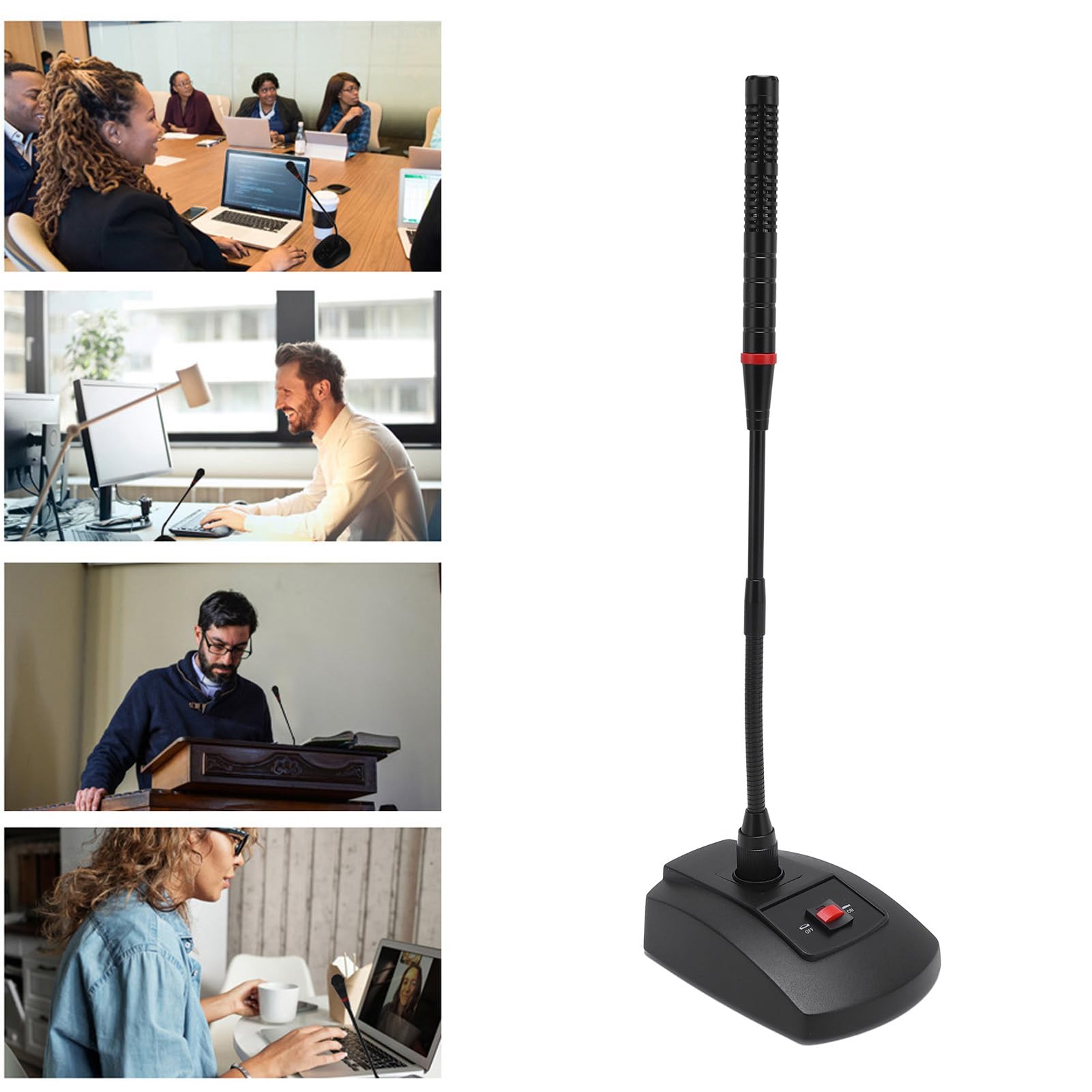 Fabater Mikrofon Pojemnościowy z gęsią szyją, Mikrofon Podium z podstawą, Wskaźnik LED, Interfejs XLR do Laptopa do Konferencji, wydarzeń na żywo, spotkań, Transmisji Strumieniowej