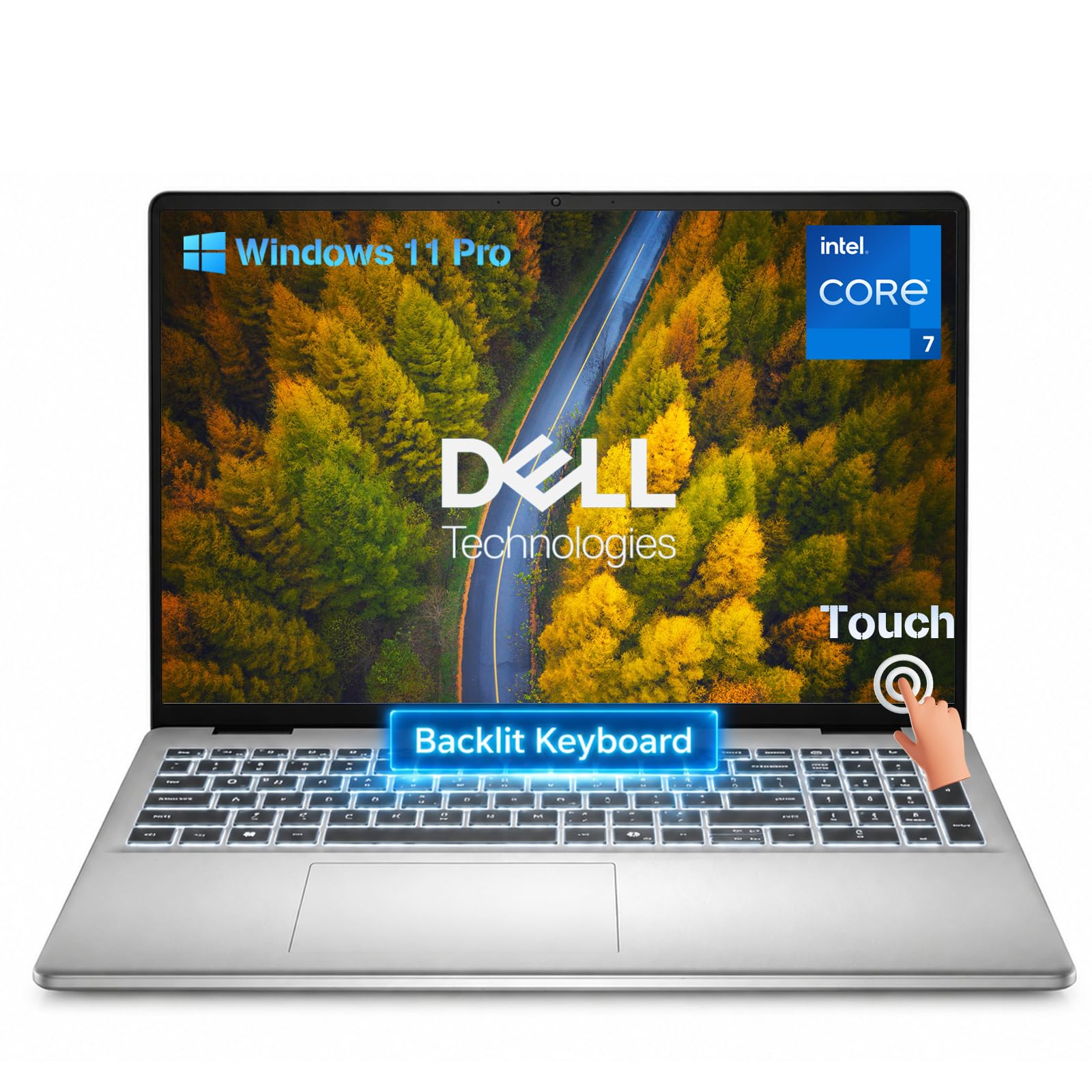 Dell 16 Touchscreen Laptop, Core 7 150U, 32GB DDR5 RAM 5200MT/s, 1TB SSD | 16:10 FHD+ 300nits WVA/IPS Display, Full-size Backlit Keyboard with Number Pad, Fingerprint Reader, Ai Copilot Key, Win11 Pro