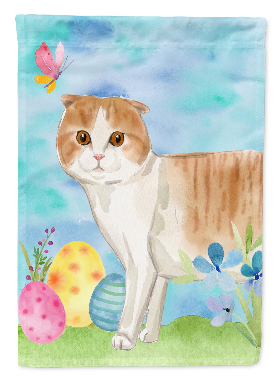 Drapeau de jardin Scottish Fold et œufs de Pâques Caroline's Treasures décor multicolore printanier