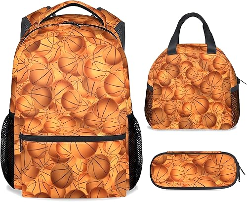 Mochila de baloncesto para niñas y niños, mochila temática de baloncesto de 16 pulgadas con correas ajustables, duradera, ligera