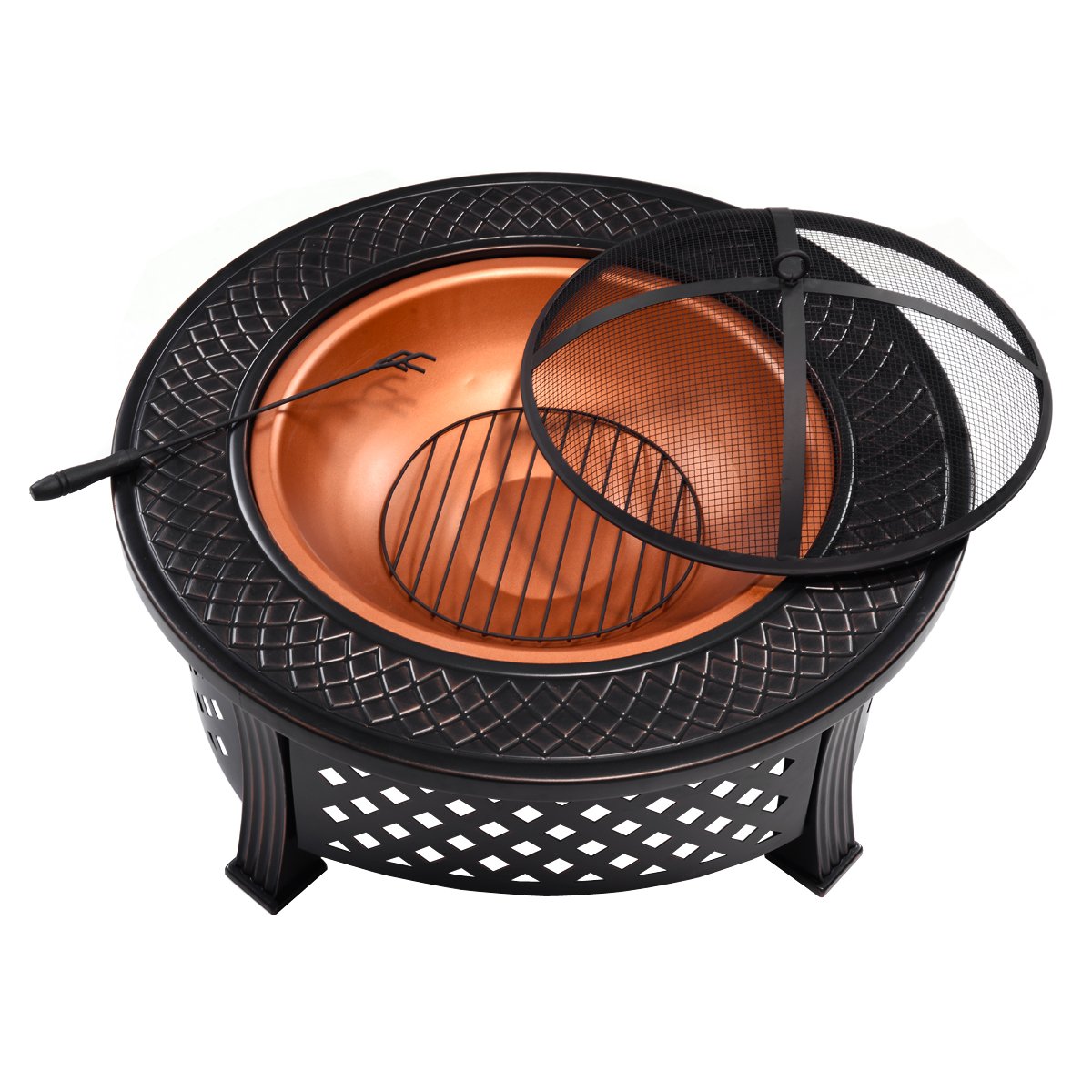 Buy COSTWAY Large Fire Pit, Outdoor Brazier Firepit, Garden Patio
