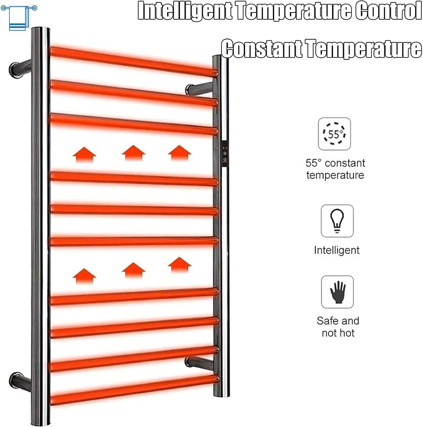 Electric Towel Warmer Rack 10 Bars, Towel Drying Racks Wall Mounted Stainless Steel, Heated Towel Warmer for Bathroom with 1/2Timer Constant Temperature,A Silver,Hardwired