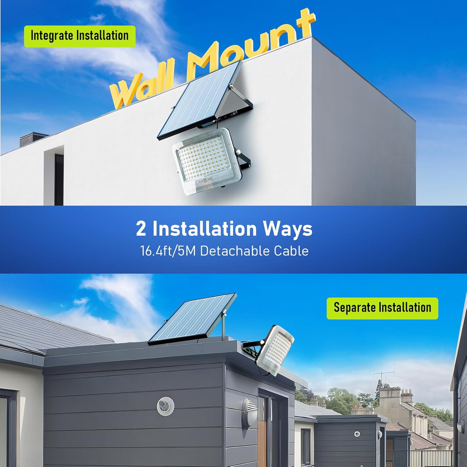 8000W Solar Flood Lights Outdoor, Solar Powered Outside Street Light Dusk to Dawn Waterproof Security Commercial Lighting with 16.4ft Cables and Motion Sensor for Yard,Garage,Swimming Pool, Pathway