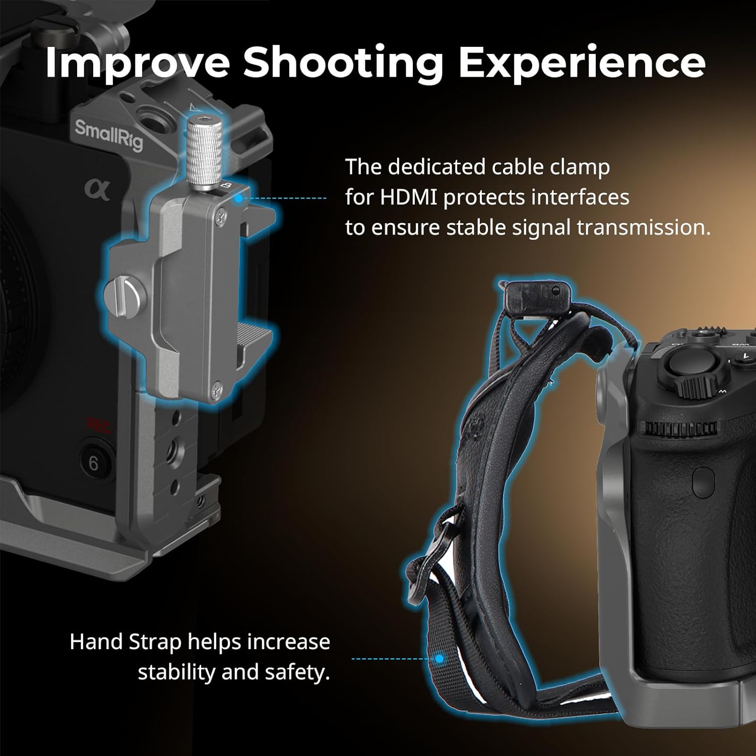SmallRig FX3 / FX30 HawkLock Quick Release Camera Cage Kit for Sony with XLR Handle Extension, Wrist Strap and Cable Clamp for HDMI, QR Cold Shoe, NATO Rail/QR Plate for Arca,Titanium Gray - 4771 - Image 8
