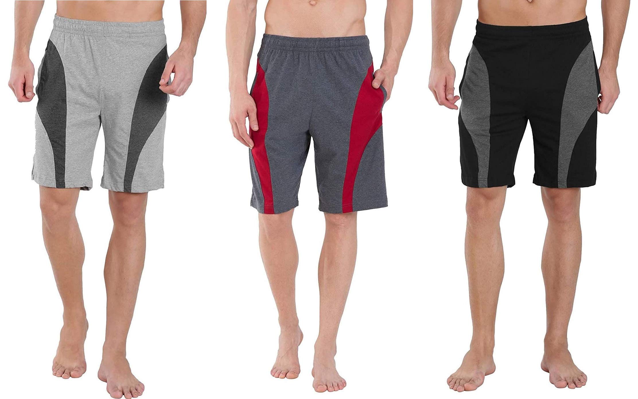 Men Cotton Sports Shorts Combo Pack of 3 (Size-3XL, Grey-Charcoal-Black)-image-42