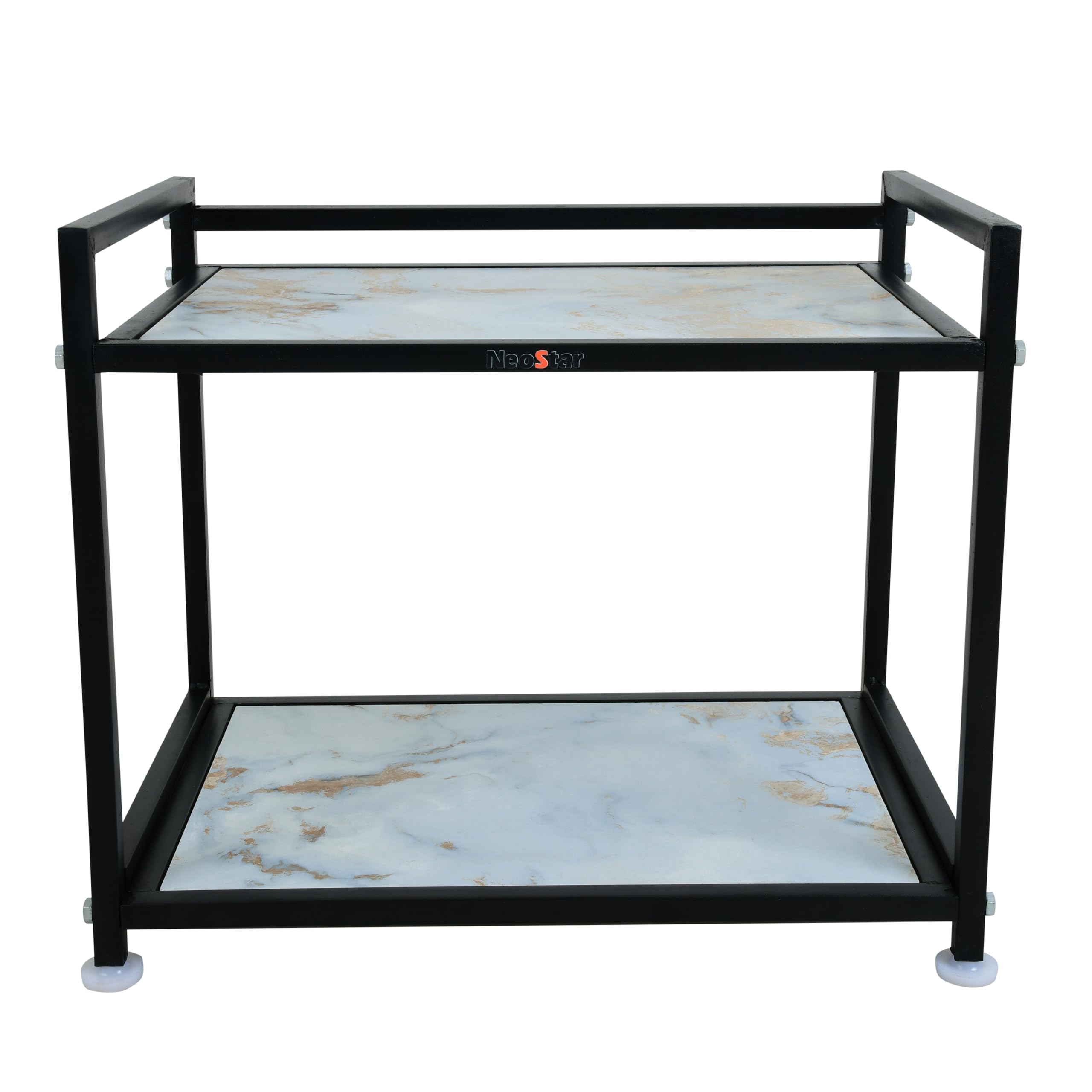 NEO STAR 2-Tier Metal & Wooden Microwave/Oven/OTG Stand, Rack, Organizer for Kitchen Counter Top with Wheels and Stand (Black &White)-image-42