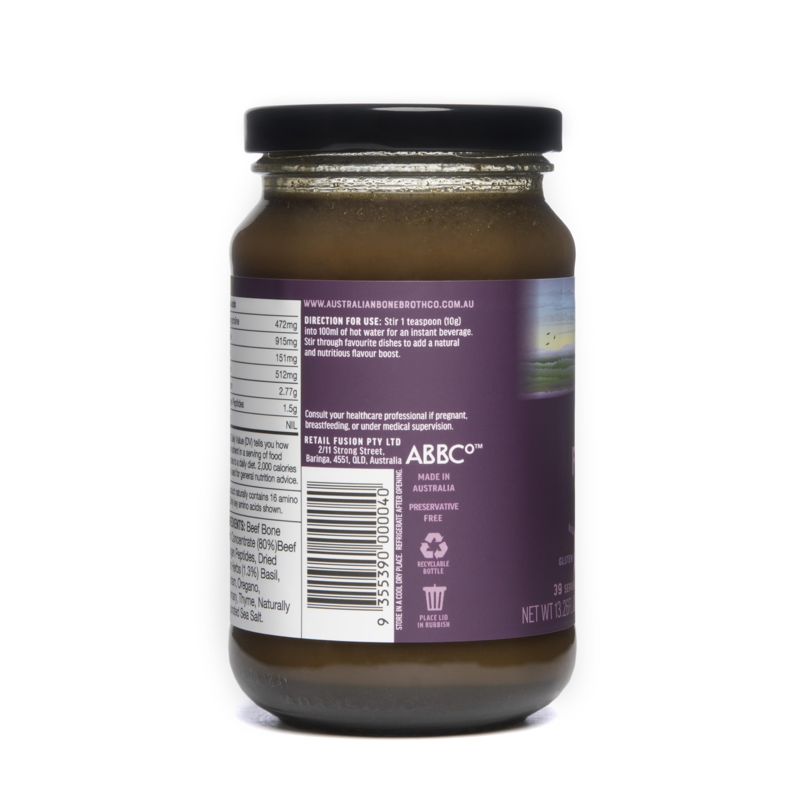 ABBCo Five Herbs Beef Broth Concentrate, Halal, Savoury Cooking Stock Base for Soups, Gravies & Sauces, Just Add Hot Water, 13.26Floz