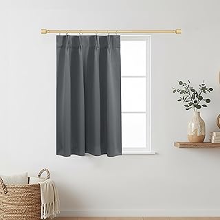 Door Curtains for Door Window,Pinch Pleated Blackout Small Front Back Curtains for Kitchen Inside House Glass Window,26 x 40 Inch Length