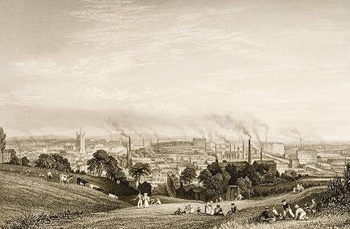 Posterazzi Vista general de Stockport Lancashire en 1830 mostrando molinos de algodón. dibujado por G. Pickering - Póster grabado impreso por J.C.